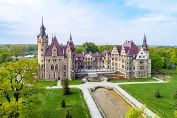 Fabulous historic castle in Moszna near Opole, Silesia, Poland. Built in XVII century, extended...