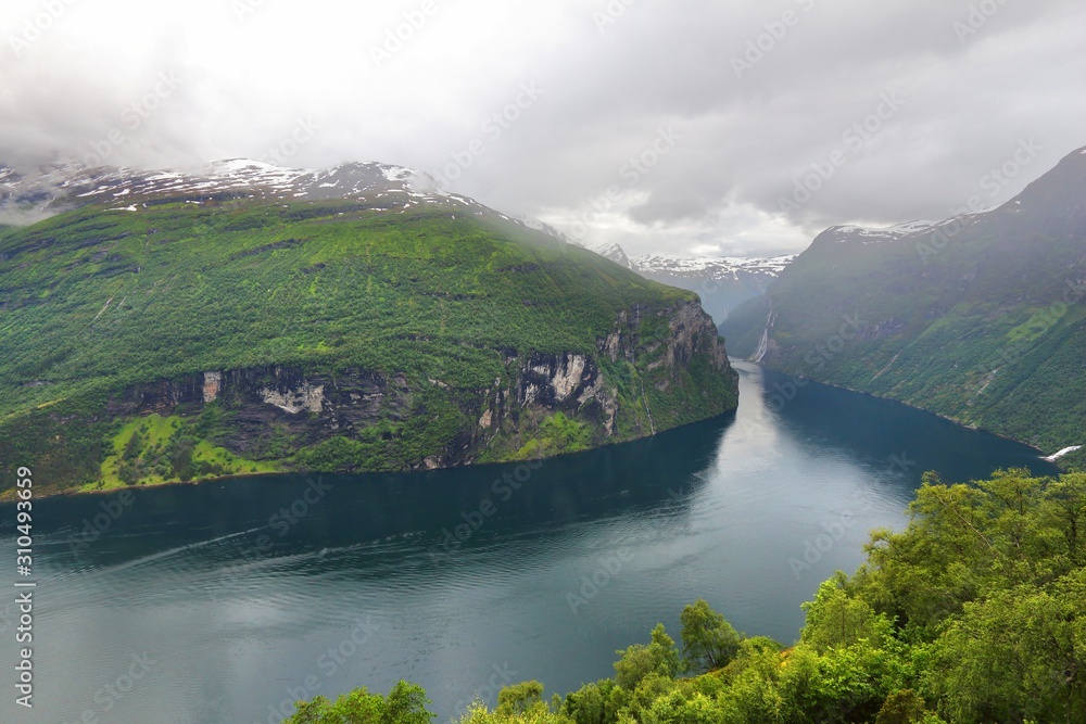 Sticker Rainy Norway fjord