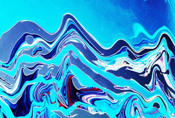 Gray-blue abstract background. Lines and waves of paint create an interesting structure. Mountains,...