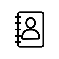 User notepad icon vector. A thin line sign. Isolated contour symbol illustration