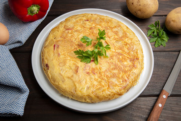 Spanish potato omelette called spanish tortilla
