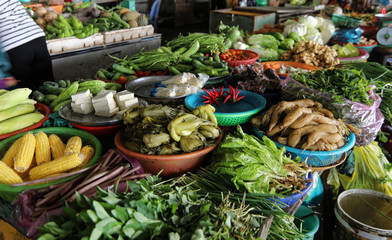 Fresh vegetables in a local market near Mỹ Tho, Mekong Delta