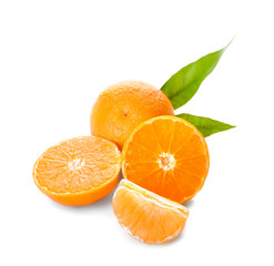 Sweet tangerines on white background