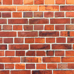 Red brick wall. Texture of red brick wall. Background of red brick wall