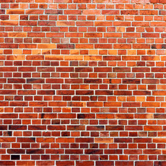Red brick wall. Texture of red brick wall. Background of red brick wall