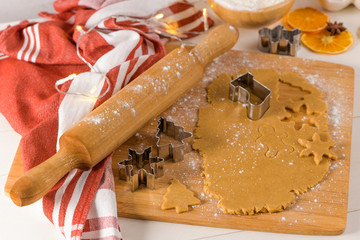 Raw dough for christmas cookies