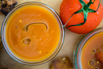 tomato soup in a bowl