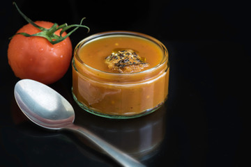 tomato soup in a bowl