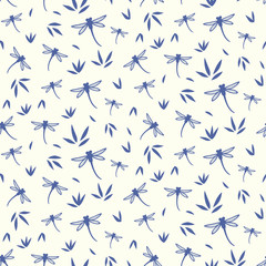 Vector Dragonfly seamless pattern