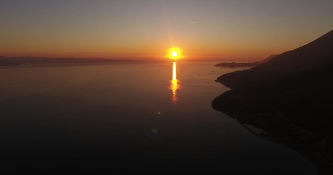 Gokova Gulf Aerial Sunset to the Sea Turkey