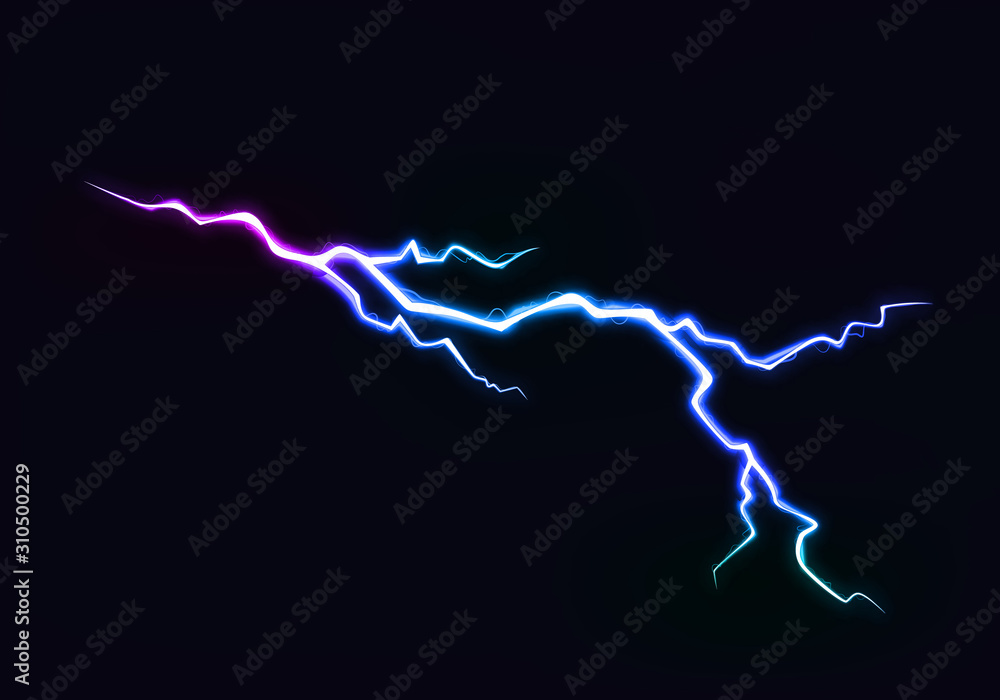 Aufkleber vector illustration of abstract colorful lightning discharge on black background. power energy charg