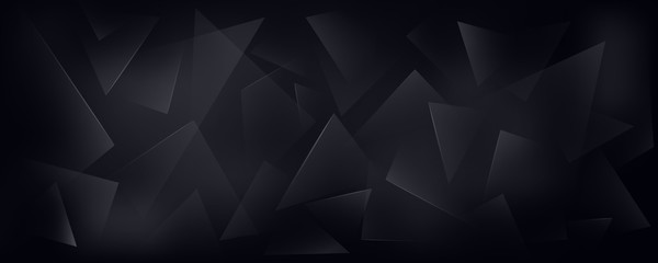 Horizontal Vector Broken Glass Black Background. Dark Abstract Bg for Night Party Posters, Banners or Advertisements.