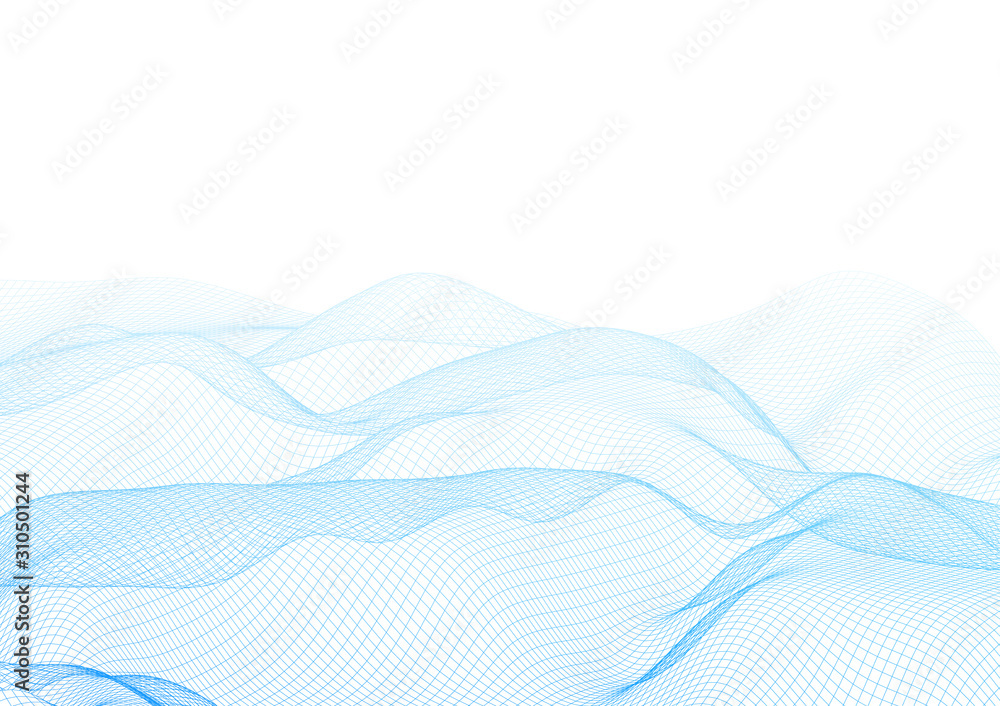 Poster 3d abstract digital wave of wireframe. stock vector illustration. hud element.