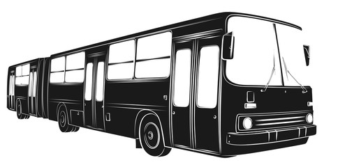 The Sketch of the big passenger bus.