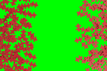 Puzzle pieces scattered on the sides. 
