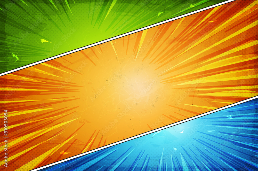 Poster comic book action layout background with power fx/ illustration of a powerful comics like page layou