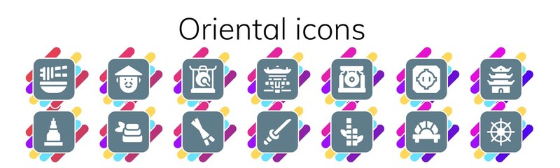 Modern Simple Set of oriental Vector filled Icons