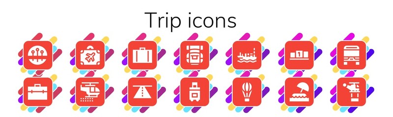 Modern Simple Set of trip Vector filled Icons