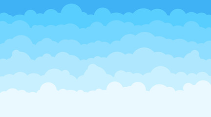 Cloud sky background image. The sky with clouds. White clouds on a blue sky. Vector illustration.
