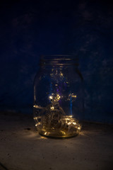 Led lights in a jar ornament