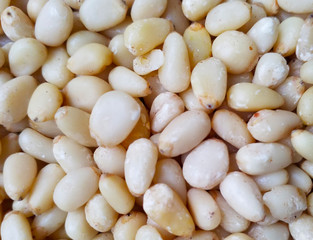 Photography of pine nut seeds pattern for food background