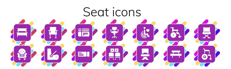 Modern Simple Set of seat Vector filled Icons