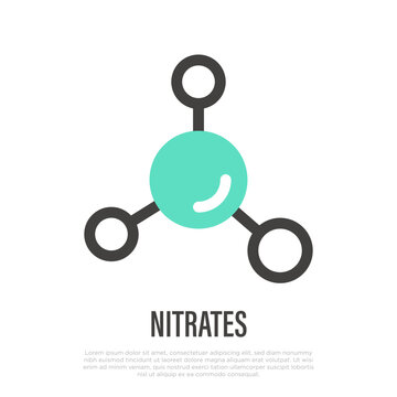 Nitrates thin line icon. Vector illustration for food packaging.