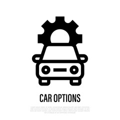 Car options thin line icon. Vector illustration of car selection.