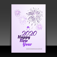 New Year Card Background - Flyer Design with Fireworks - 2020