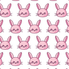 rabbits kawaii cartoons background vector design