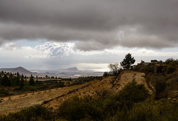 terraces on the slope of the mountains