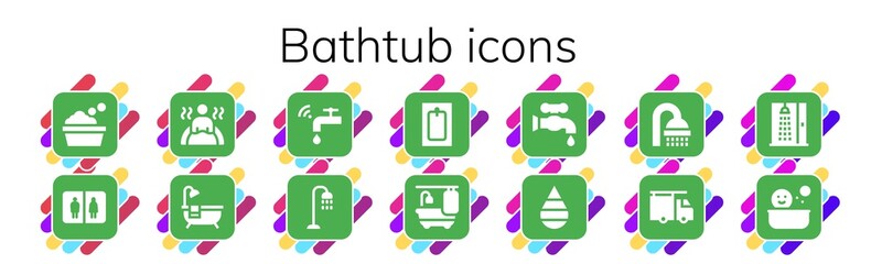 bathtub icon set