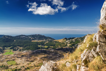 Fototapeta na wymiar Sunny morning mountain landscape of Lovcen national park, Dinaric Alps, Montenegro.