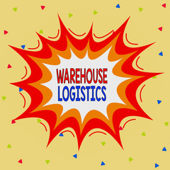 Writing note showing Warehouse Logistics. Business concept for flow of both physical goods and information in business Asymmetrical uneven shaped pattern object multicolour design