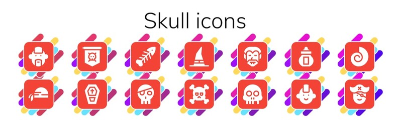 Modern Simple Set of skull Vector filled Icons