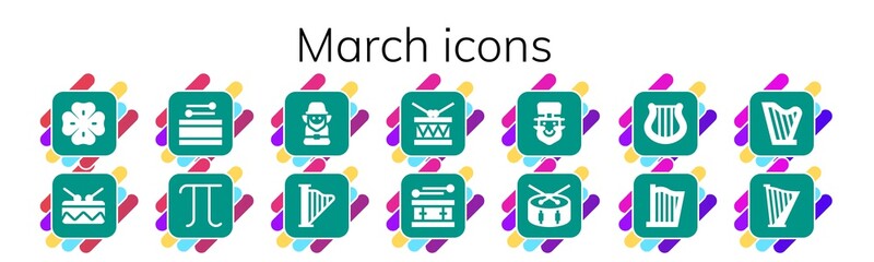 Modern Simple Set of march Vector filled Icons