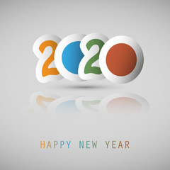 Simple Colorful New Year Card, Cover or Background Design Template With Paper Cut Numerals - 2020