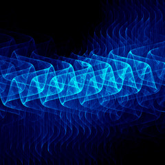 Vertical blue waves on black, abstract fractal background
