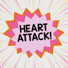 Handwriting text Heart Attack. Conceptual photo sudden occurrence of coronary thrombosis resulting in death Asymmetrical uneven shaped format pattern object outline multicolour design