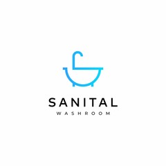 Fototapeta premium Unique and creative logo design of letter S and sanital bathroom with blue and white background - EPS10 - Vector.