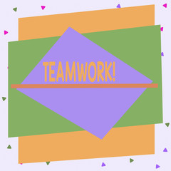 Text sign showing Teamwork. Business photo text combined action of group especially when effective and efficient Asymmetrical uneven shaped format pattern object outline multicolour design