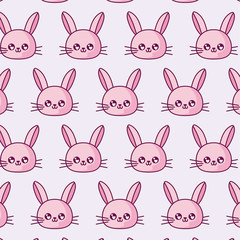 Rabbits kawaii cartoons background vector design
