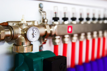 pressure gauge indicates pressure for underfloor heating