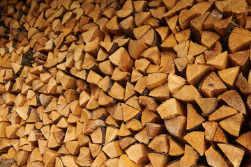 Pile of wood cut for fireplace