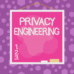 Writing note showing Privacy Engineering. Business concept for engineered systems provide acceptable levels of privacy Asymmetrical uneven shaped pattern object multicolour design