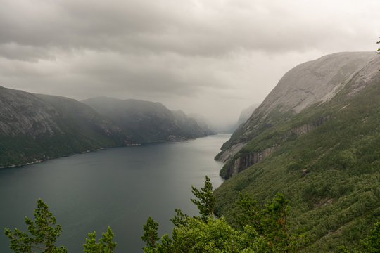 Lysefjorden On A Grey Overcast Day