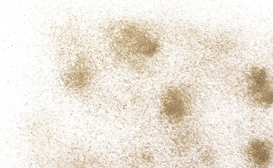 Fototapeta na wymiar Sand dust isolated on white background and texture, with clipping path, top view