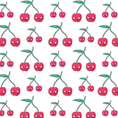 cherries kawaii cartoons background vector design