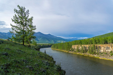 Fototapeta na wymiar High steep riverbanks. Siberia.