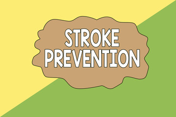 Conceptual hand writing showing Stroke Prevention. Concept meaning identified demonstratingal risk factors and change lifestyle Geometric Background Triangles for Business Presentations